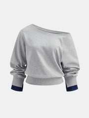 Ballanzia İki Kullanımlı Denim Manşetli Düşük Omuz Sweatshirt
