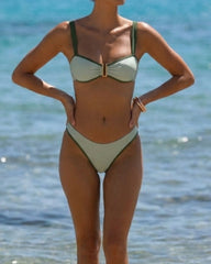Yeşil Contrasting Bandeau Bikini Takımı