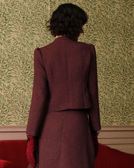 Bordo Retro Single-breasted Tüvit Ceket