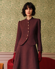Bordo Retro Single-breasted Tüvit Ceket