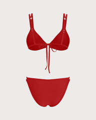 Kırmızı O Halka Detaylı Üçgen Bikini Takımı
