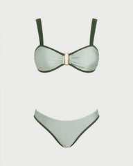 Yeşil Contrasting Bandeau Bikini Takımı