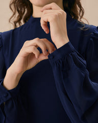 Mavi Bisiklet Yaka Tunik Mini Elbise