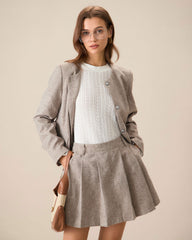 Bisiklet Yaka Haki Single-Breasted Ceket