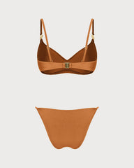 Karamel V Yaka Bralet Bikini Takımı