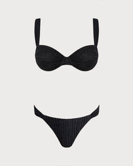 Siyah Payetli Balenli Bikini Takımı