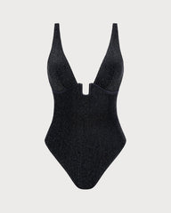 Siyah Payetli Bralet Tek Parça Mayo