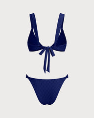 Saks Mavisi Dokulu Üçgen Bikini Takımı
