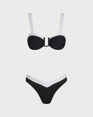 Siyah Contrast U Yaka Üçgen Bikini Takımı
