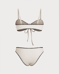 Beyaz Contrasting Bandeau Bikini Takımı