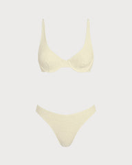 Bej Jakarlı Balenli Bikini Takımı
