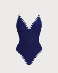 Mavi Çapraz Bralet Tek Parça Mayo