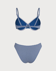 Mavi Ekose Balenli Bikini Takımı