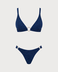 Mavi O Halka Detaylı Üçgen Bikini Takımı