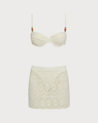 Beyaz Dokulu Balenli Three-Piece Takım