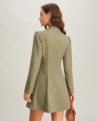 Yeşil Bağlamalı Neck Kesim Mini Elbise