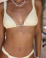 Off Beyaz Büzgü Bağlamalı Üçgen Bikini Takımı