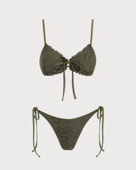 Haki Yeşili Jakarlı Bikini Takımı