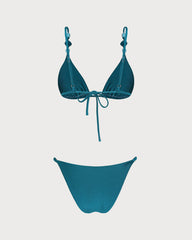 Turkuaz Büzgülü Üçgen Bikini Takımı