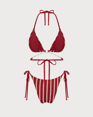 Kırmızı O Halka Detaylı Contrasting Bikini Takımı