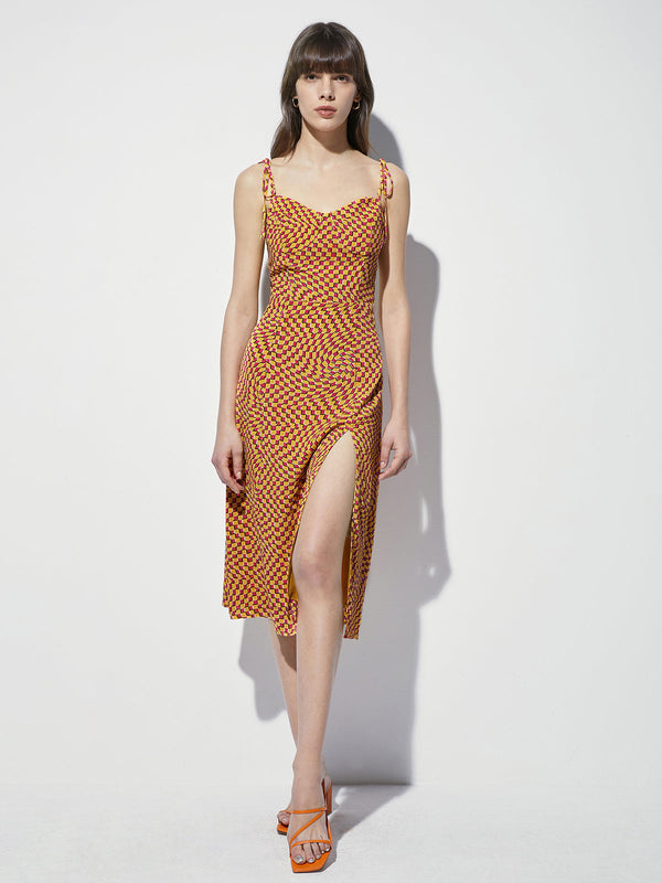 Groovy Contour Kolsuz Omuzdan Bağlamalı Midi Elbise