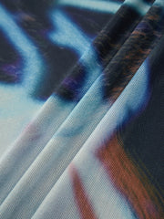 Cyber Waves Fileli Büzgülü Midi Elbise