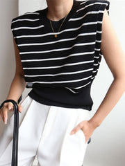 Çizgili Kısa Kollu Tank Top