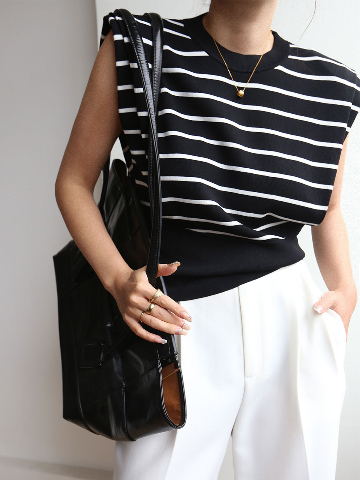 Çizgili Kısa Kollu Tank Top