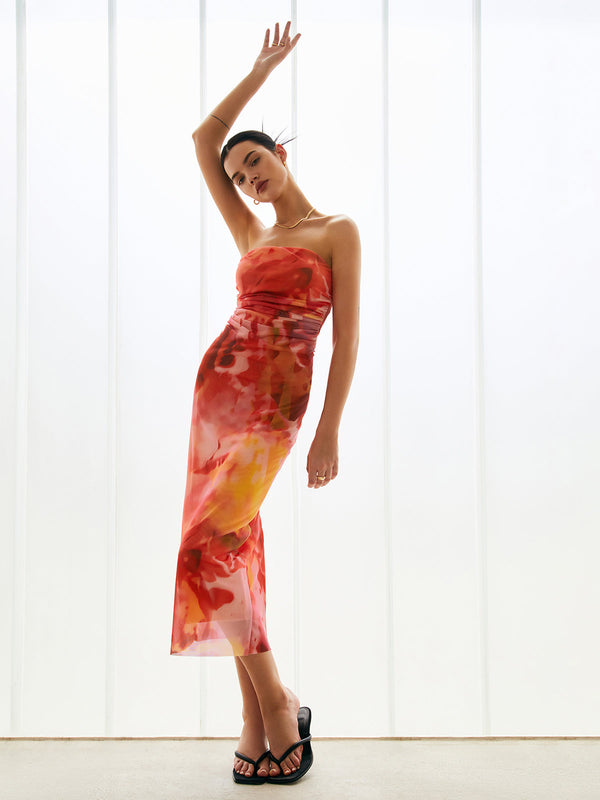 Yarı Şeffaf Dosya Midi Tüp Elbise