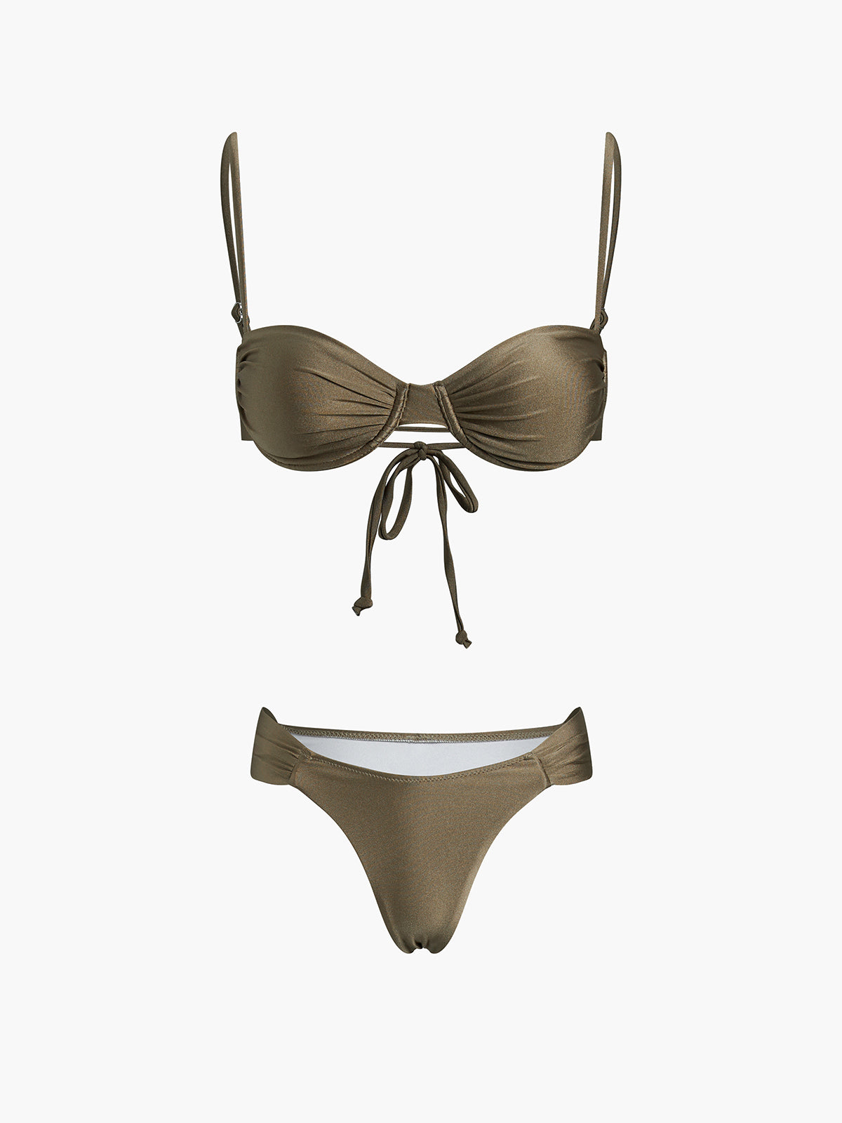 Düz Bağlamalı İki Parçalı Bikini Mayo