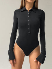 Düğmeli Yaka Bodysuit