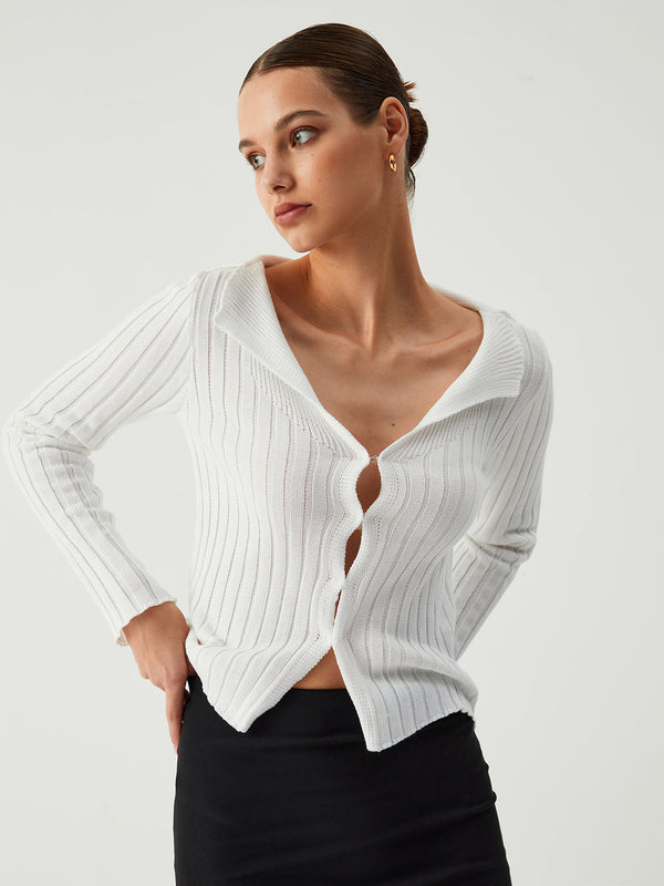 Kar Tanesi Açık Yakalı Hırka