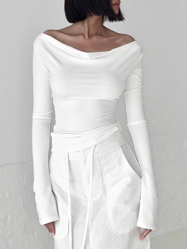 Düz Bağcıklı Açık Sırtlı Uzun Kollu Dar Üst