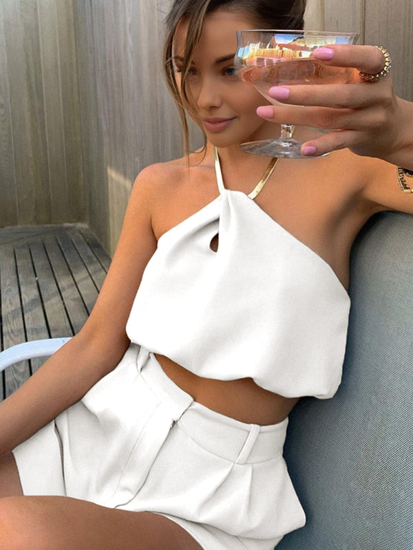 Yarı Şeffaf Halter Kısa Kolsuz Üst