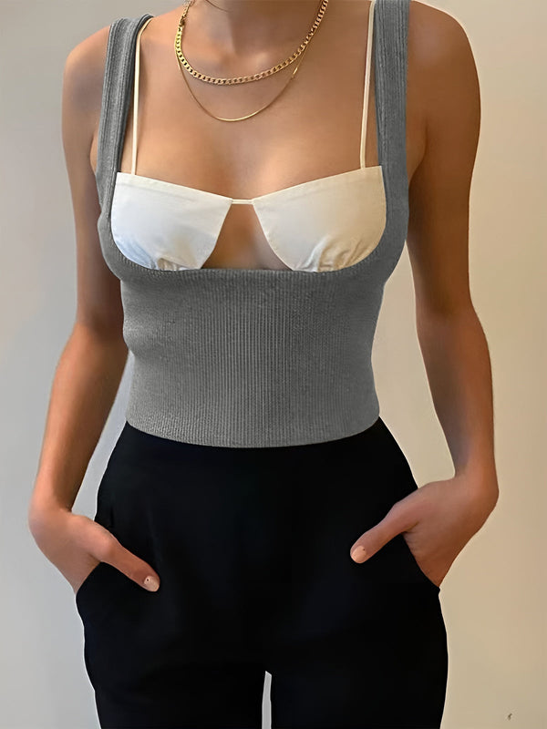 İki Renkli Sütyen Detaylı Atlet Üst