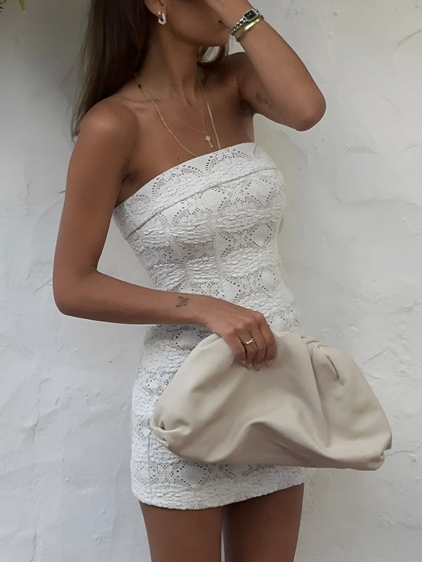 Yarı Şeffaf Dantel Tüp Kısa Elbise