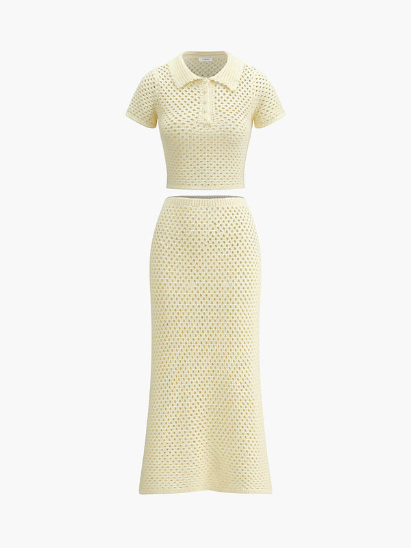 Örgü Boncuklu Midi Etek Takımı