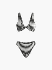Düğümlü Çizgili Örgü Bikini Takımı