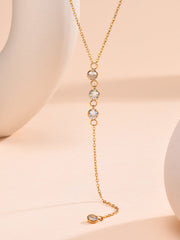 Yapay Elmas Lariat Damla Kolye