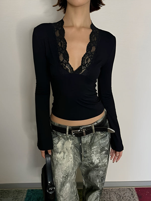 Dantel Kenarlı V Yaka Eşofman