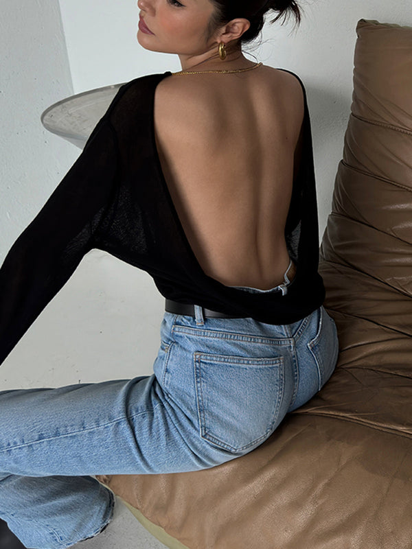 Sırtı Açık Seksi Örgü Kıyafeti