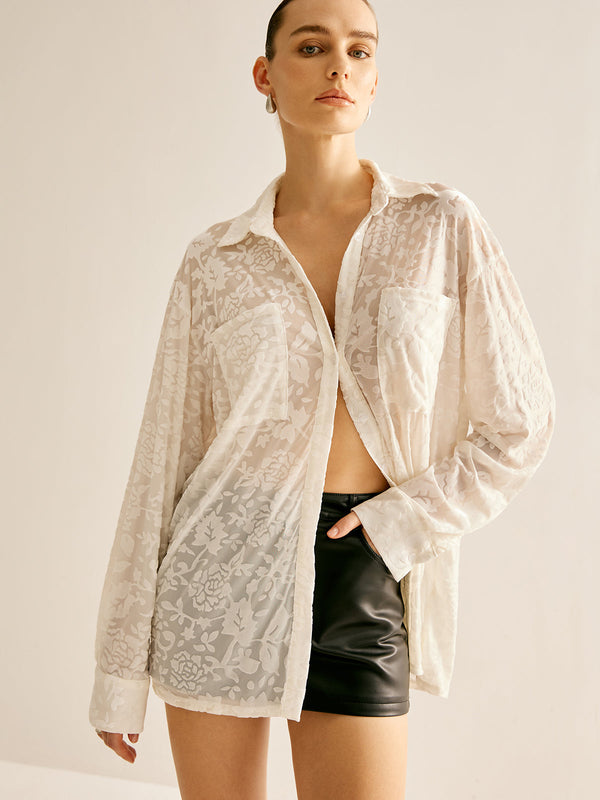 Yarı Şeffaf Jakarlı Polo Eşofman