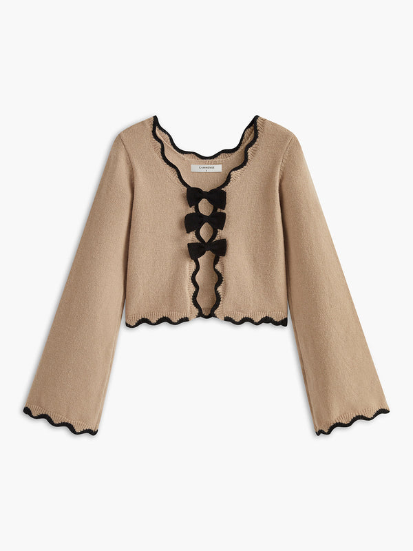 Kontrast Dalgalı Fiyonklu Kazak