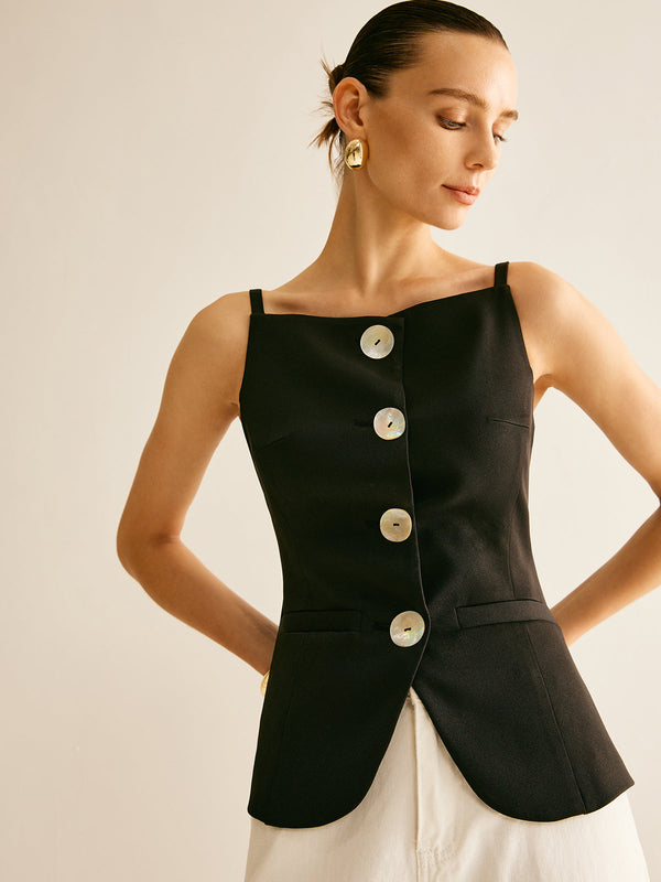 Düğmeli Bölünmüş Atlet Yelek