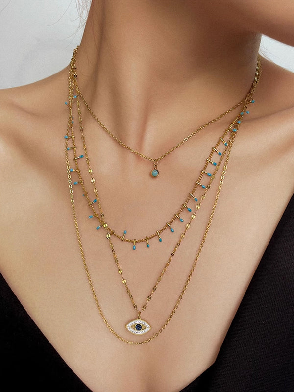 Çok Katmanlı Yapay Elmas Nazar Boncuklu Kolye