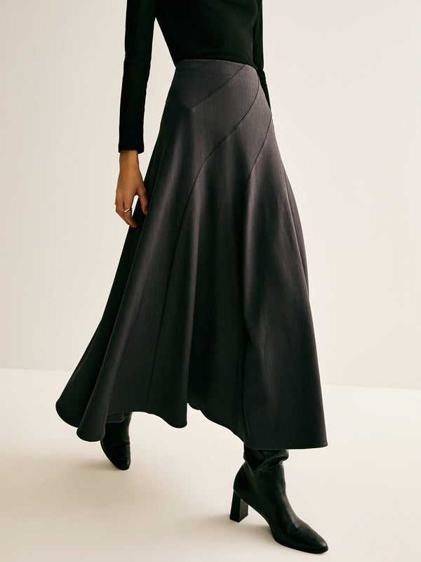 Kenarlı Pileli Fermuarlı Etek