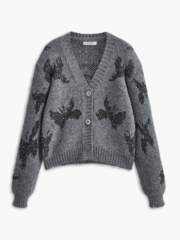 V Yaka Payetli Hırka