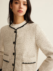 İşlemeli Tweed Kısa Ceket