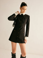 Ayarlanabilir Yaka İnce Blazer Elbise