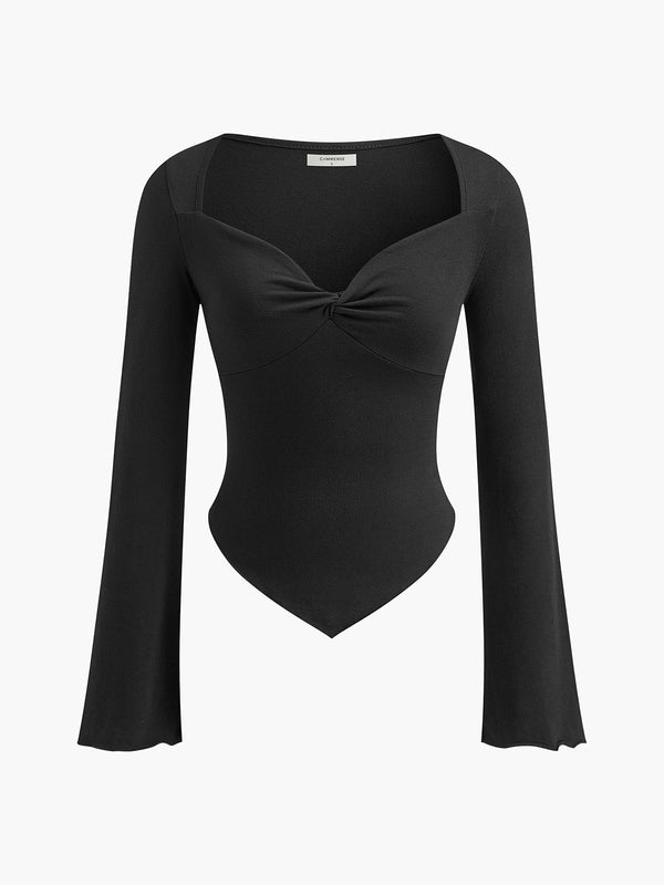 Asimetrik Kalp Kesim Düğümlü Forma Üst